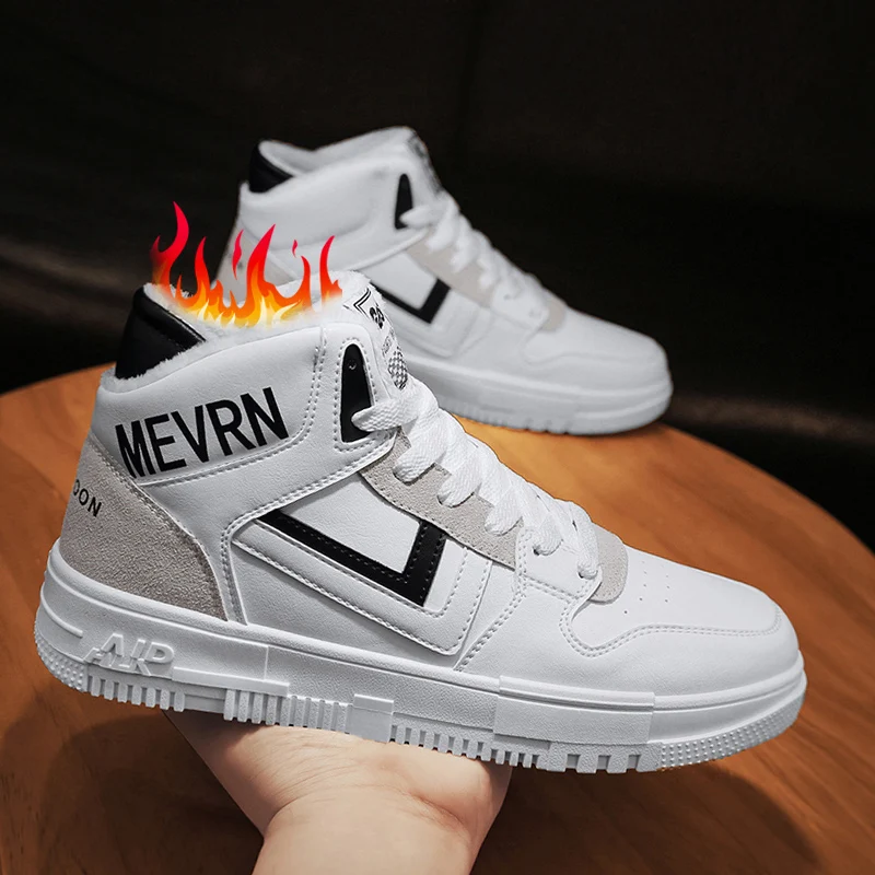 Мужские зимние высокие кроссовки CYYTL с мехом трендовая кожаная обувь для