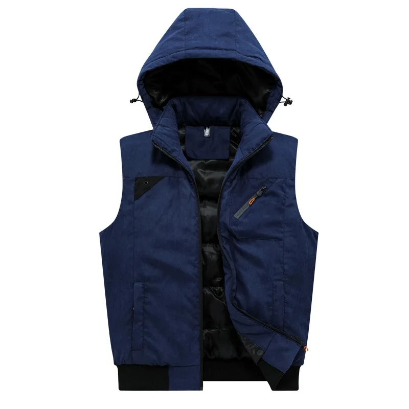 Жилет мужской зимний пуховой с капюшоном и карманами на молнии размеры XXXL |