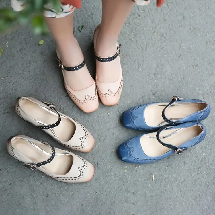 2020 весенние низкие Туфли с закрытым носком на толстом каблуке 5 см модные туфли