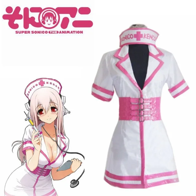 2020 Супер Sonico SONICOMI медсестринская форма косплей костюм наряд Supersonico 60 см Длинные