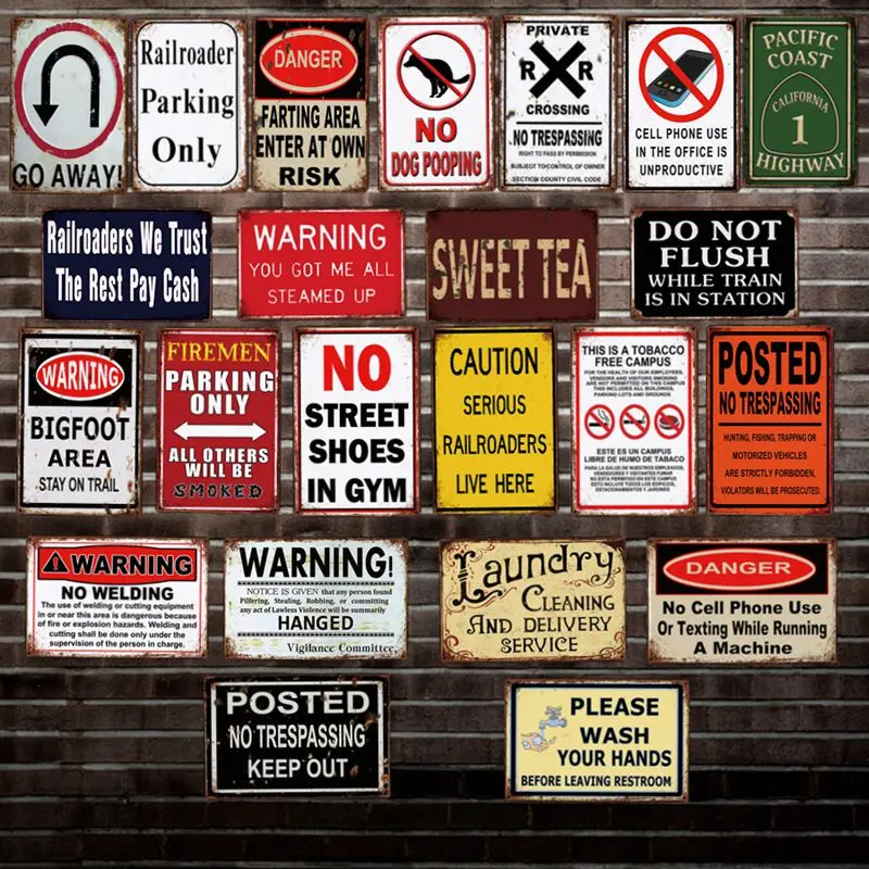 

[ WellCraft ] Go Away NO DOG POPPING Wash your Hand Metal Tin Signs Posters Vintage Painting Custom Decor LT-2006
