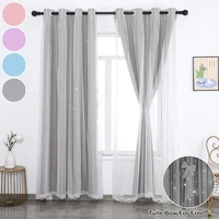 hollow out stars curtain for living room double layer yarn tulle blackout curtain bedroom princess window sheer drape decoration