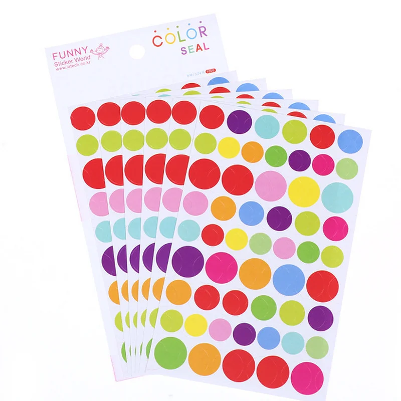 

6Pcs/lot Colorful Circle Stickers Scrapbook Planner Memo Stationery DIY Diary Album Phone Stickers Kids Toy