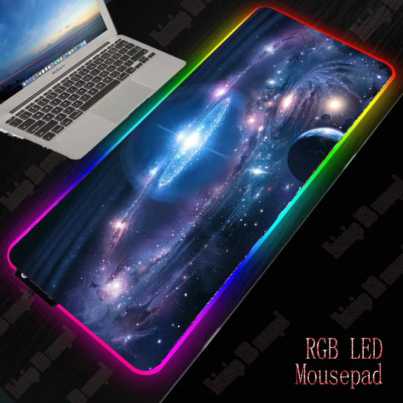 Игровой компьютерный коврик для мыши XGZ с RGB-подсветкой космической планетой |