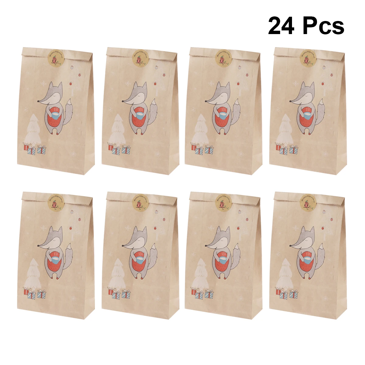 24 шт милый Лисий Коричневый Крафт бумажная коробка упаковка подарочные сумки