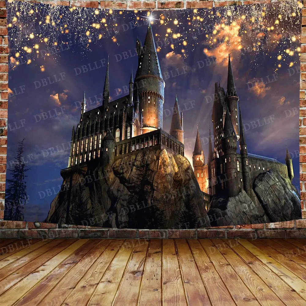 

Magic Castle Witch Wizard Background Sorcerer Party Tapestry Decors