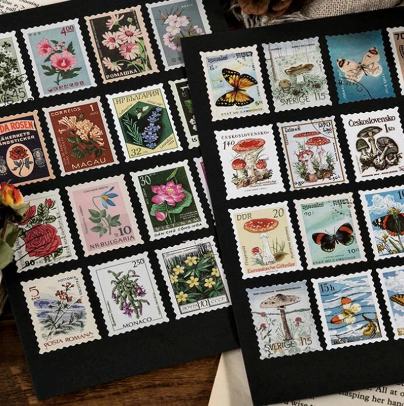 46 шт./компл. почтовые штампы наклейки в стиле ретро несколько стилей сделай сам