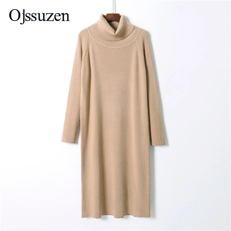 Платье-Свитер женское цвет хаки длинный вязаный оверсайз | Женская одежда