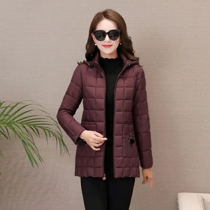 2019 зимняя женская парка пуховое хлопковое пальто Женская Повседневная клетчатая