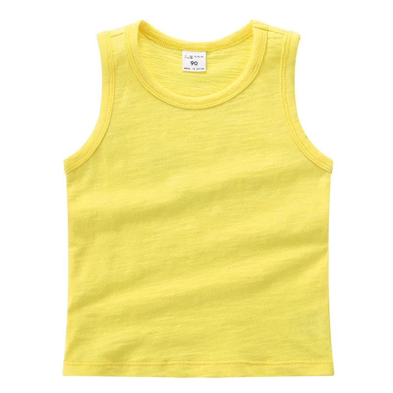 Детское нижнее белье для мальчиков Однотонная майка Топы девочек Летний жилет