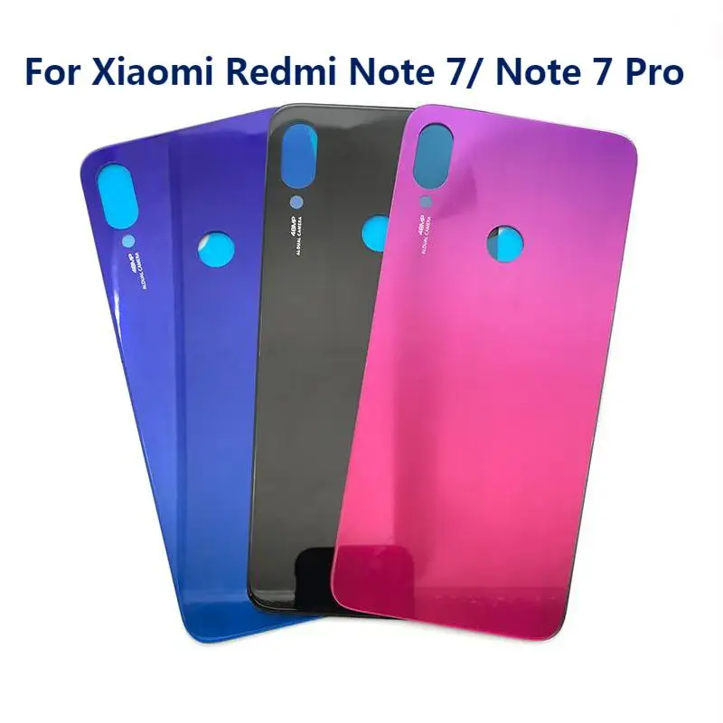 

10 шт., Задняя стеклянная крышка, крышка батарейного отсека, задняя крышка батарейного отсека с клейким слоем для Xiaomi Redmi Note 7 / Note 7 Pro с логотип...