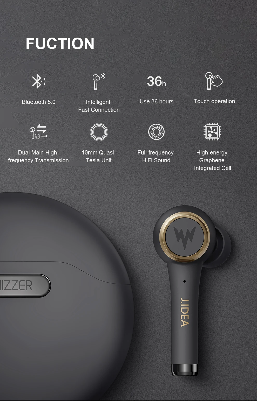 НОВЕЙШИЕ наушники WHIZZER TP1S с поддержкой Bluetooth 5,0, 3D стерео беспроводные наушники, беспроводные наушники с сенсорным управлением