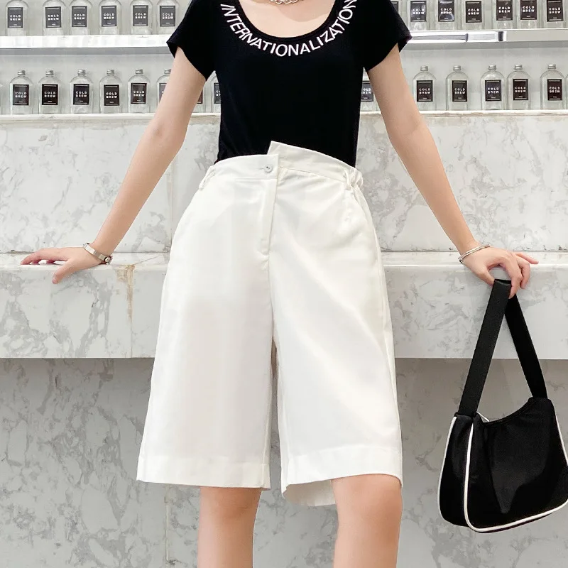 

Костюмные брюки, летние тонкие женские прямые свободные брюки-трубы с высокой талией, большие размеры, тонкие широкие пятиминутные брюки