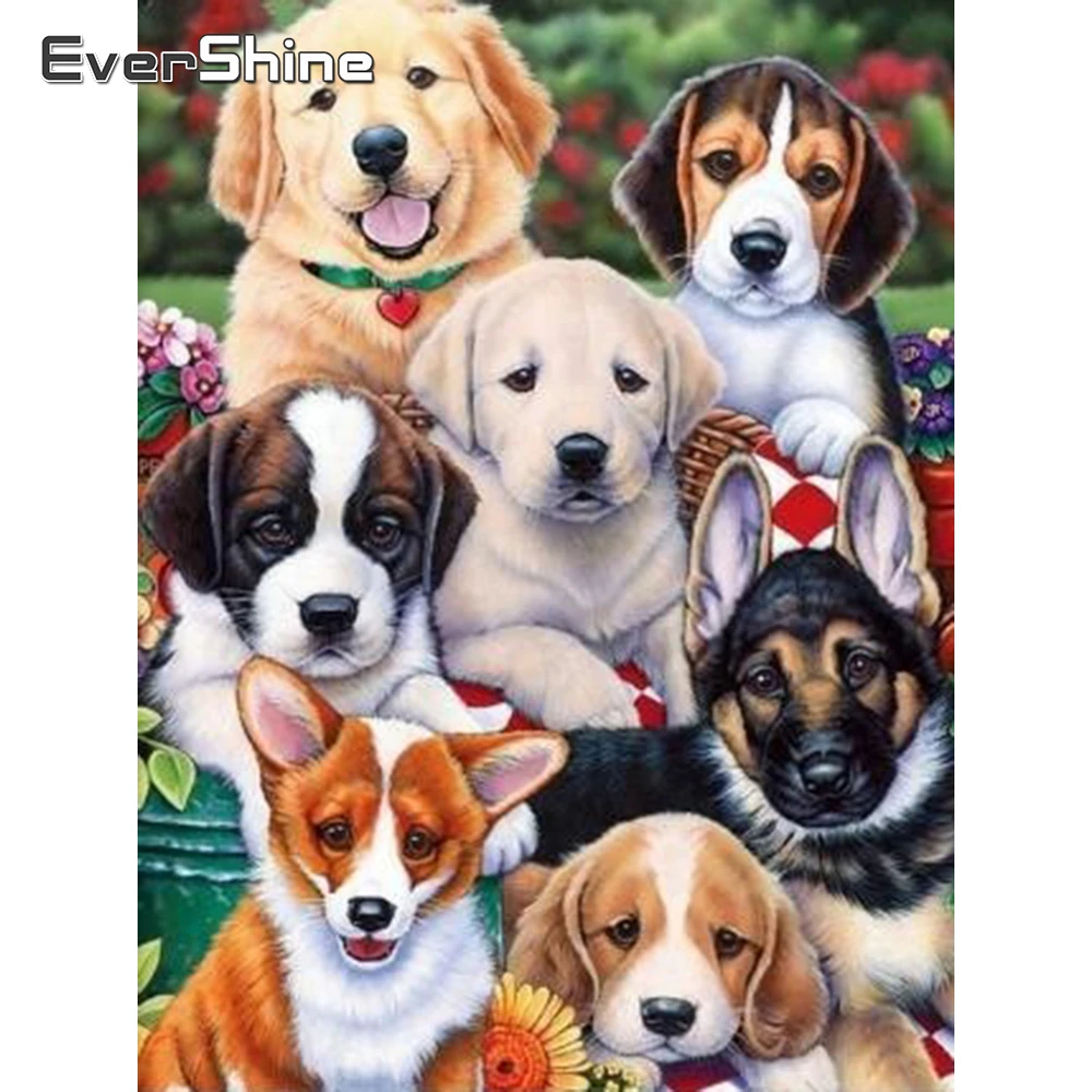 

Алмазная 5D Вышивка Evershine с изображением собаки, картина из мультфильма «сделай сам», вышивка крестиком, картина с квадратными стразами