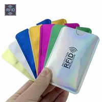 men anti rfid wallet blocking reader lock bank card holder id bank card case protection metal credit nfc holder aluminium 69cm