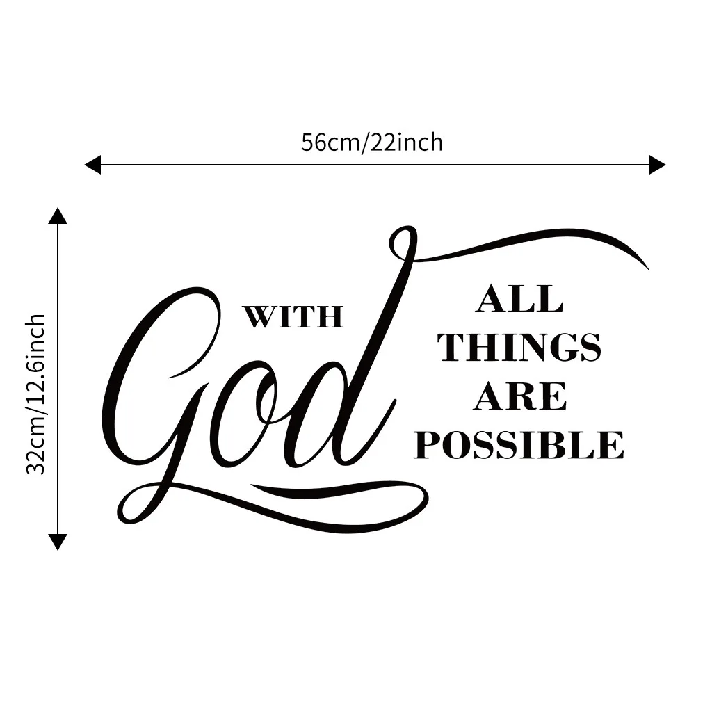 

With god anything is possible,Carved blessing English stickers, English wall stickers, home self-adhesive, wall decoration