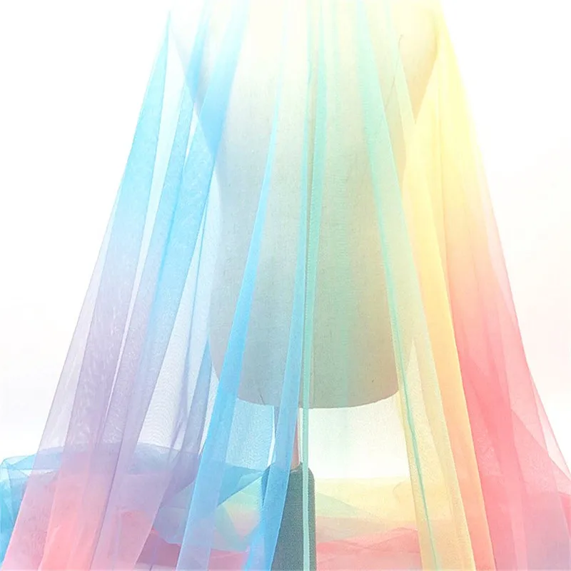 

1m Colorful Printed Tulle Fabric Rainbow Tutu Skirt Baby Shower Summer Princess Dress Sewing Wedding Party Decorations Supplies