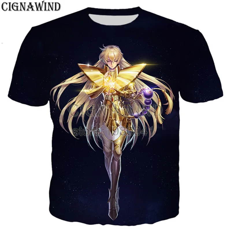 Новые забавные футболки мужские/женские классические аниме Saint Seiya 3D Печатные