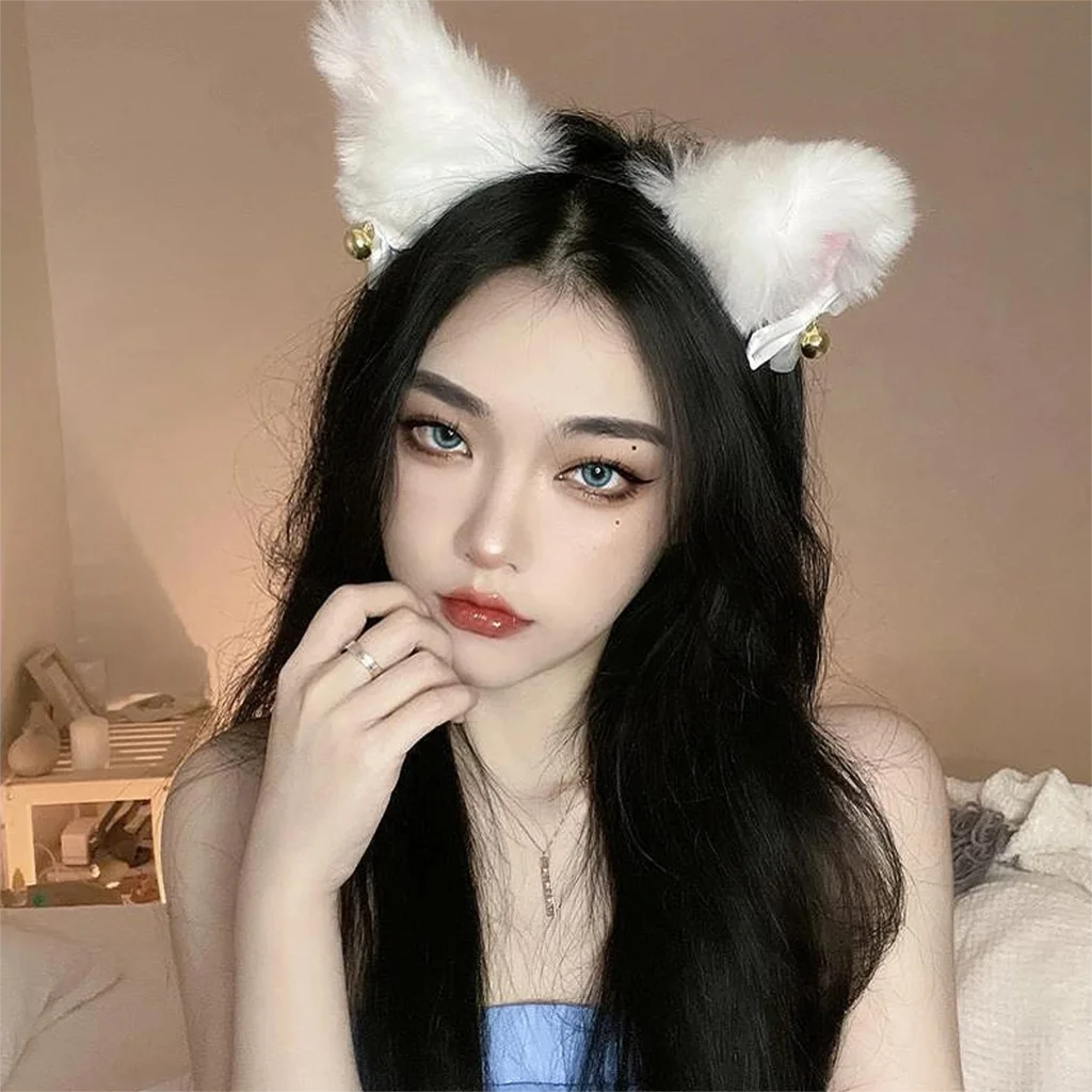 

Cute Cat Fox Fur Ear Hair Hoops Night Party Club Cosplay Hairband Fur Headbands Bell Clips Girls Hair Accessories Ear Hair Band