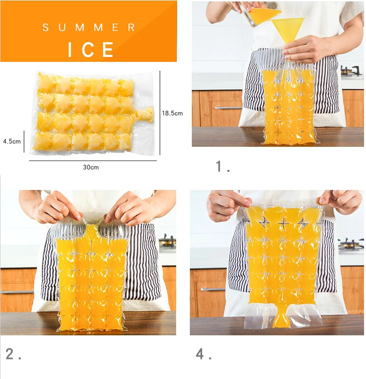 

10pcs/pack Practical Disposable Ice-making Bags Ice Cube Tray Mold Ice Mould Summer DIY Drinking Tool Self Sealing Cooler Bags