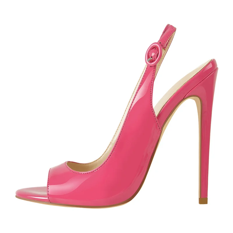 Richealnana Women's Peep Toe Pink Stiletto Sandals 12cm Thin High Heels Pumps Sandals Ladies Shoes Open Toe Big Size Summer