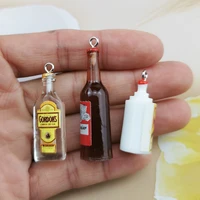 10pcspack 3d gin beer white spirit resin charms earring keychain necklace beer bottle pendant jewlery findings phone case diy