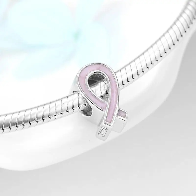 925 пробы серебро забота знак пересечения форма Розовая эмаль ювелирные украшения