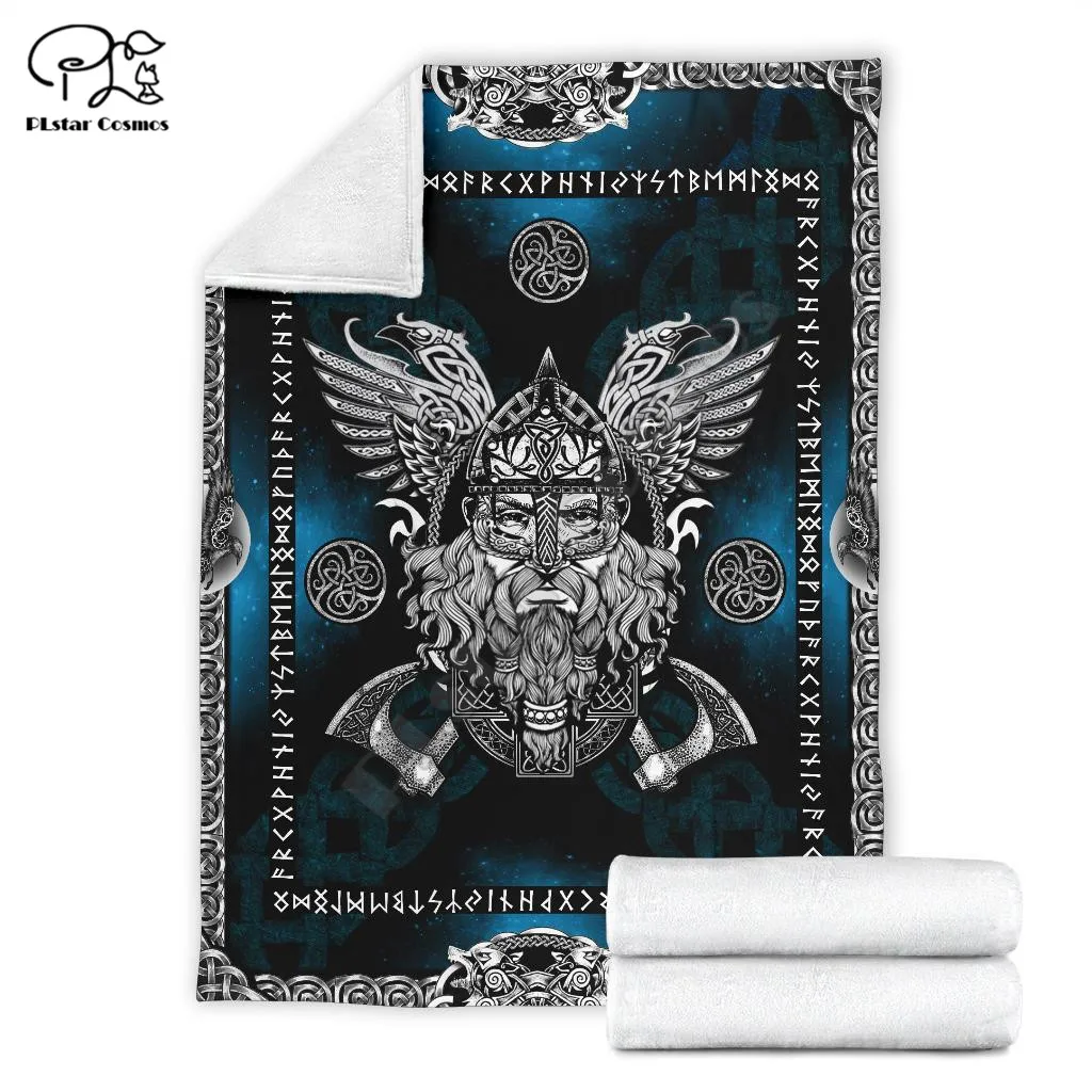 

NORSE GOD ODIN FLEECE BLANKET 3D printed Sherpa Blanket on Bed Home Textiles Dreamlike HOME ACCESSORIES