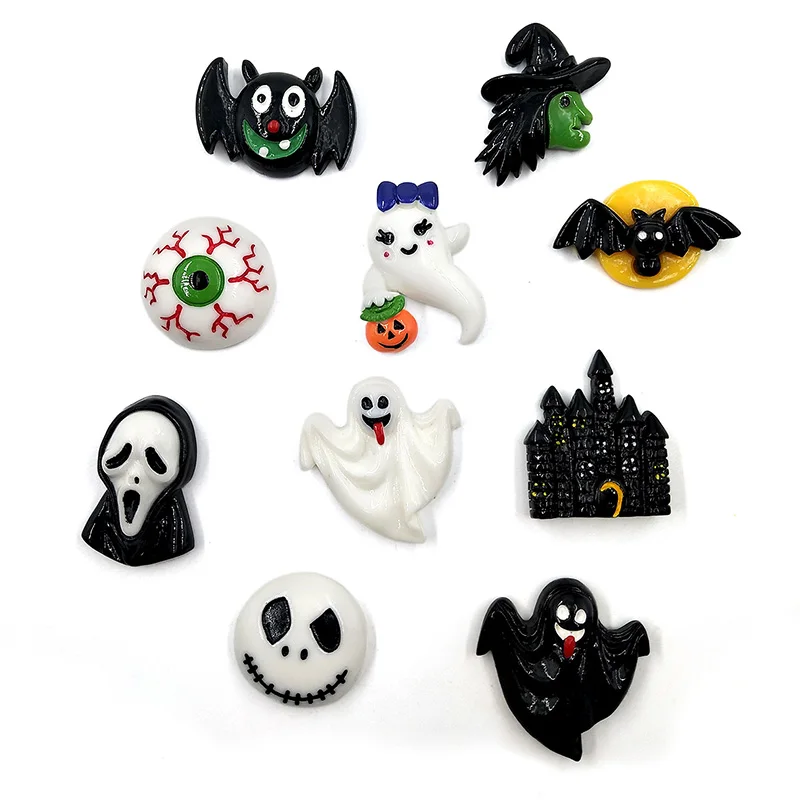 10pcs Halloween DIY Bean смолы магниты на холодильник креативный сувенир с мультипликационным героем холодильники магнитный стикер сообщений домашний декор кухонные аксессуары - Цвет: 10pcs Halloween