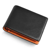 Men Wallet Genuine Leather Classic Black Soft Napa Wallet for Men Short Purse RFID Blocking Male Credit Card Holders