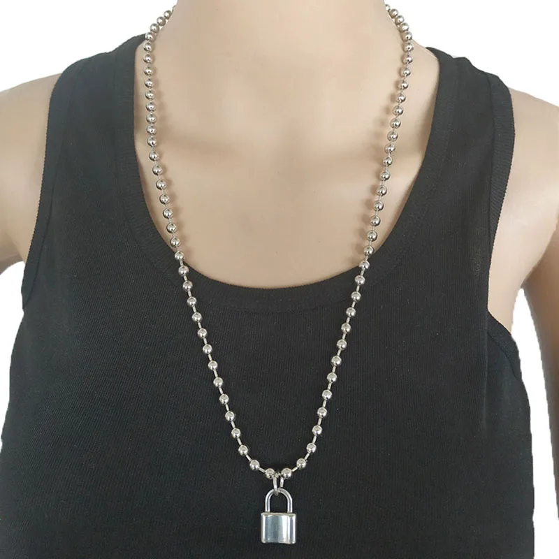 Мужские Базовые цепи из нержавеющей стали круглое ожерелье унисекс с бусинами и