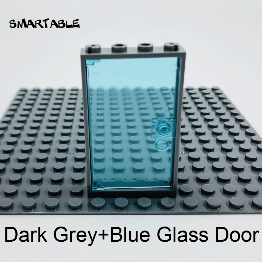 Dark Grey Blue Door Умная оконная дверная рама 1x4x6 строительные блоки MOC части со стеклянными игрушками для детей дом совместим все бренды город 20 шт./лот - Цвет: Dark Grey Blue Door