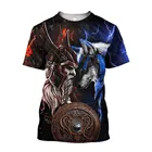 Новинка, Повседневная футболка с коротким рукавом в стиле Харадзюку С 3D рисунком загадочной и лунной татуировки, летняя уличная спортивная футболка унисекс