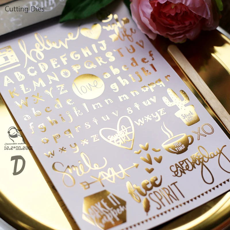 2019 золотой цвет горячего тиснения Фольга Снежинка буквы натирать для