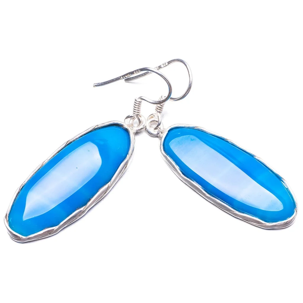 

Natural Botswana Agate Handmade Unique 925 Sterling Silver Earrings 1.75" Y2499