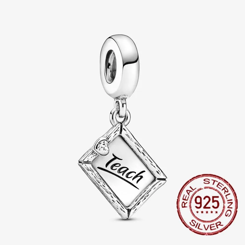 

2020 New 925 Sterling Silver Chalkboard Dangle Charm Beads fit Original Pandora Bracelet DIY Charms Silver 925 Jewelry Making