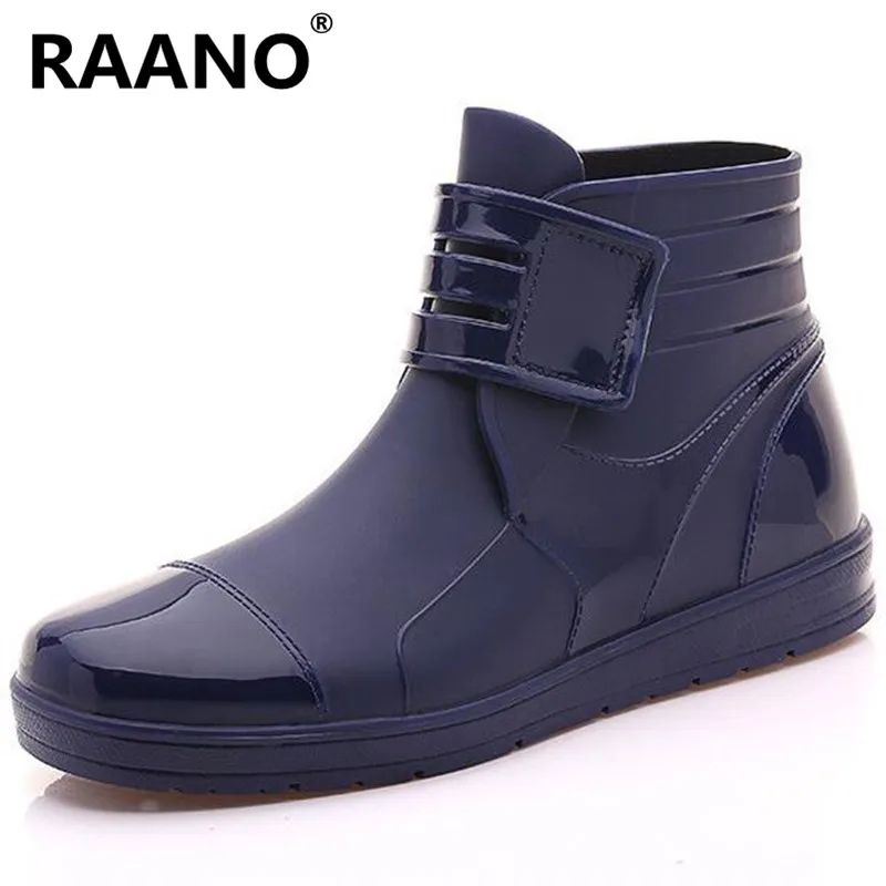 Ботинки мужские резиновые ПВХ модные полусапожки Уличная обувь для мытья кухни и