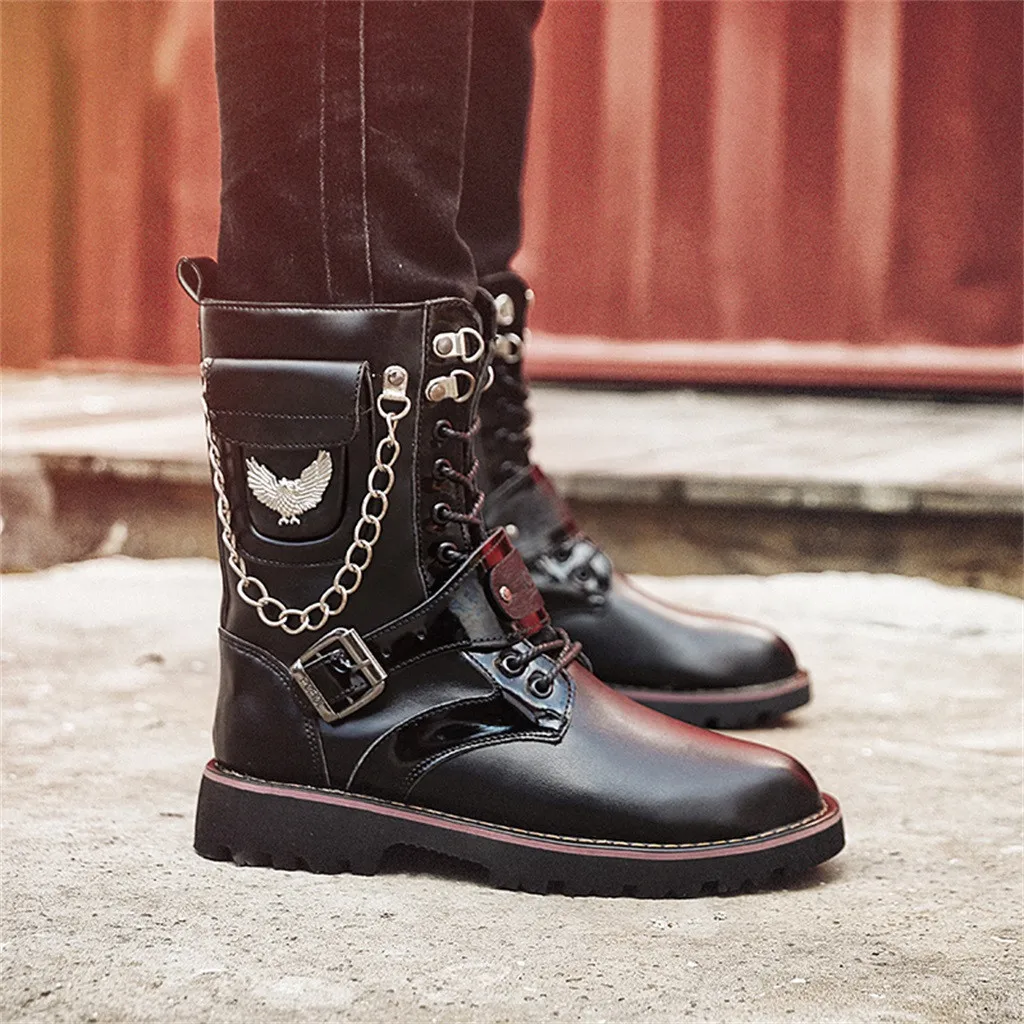 SAGACE/благородный джентльмен Мужские ботинки с металлической цепочкой теплые
