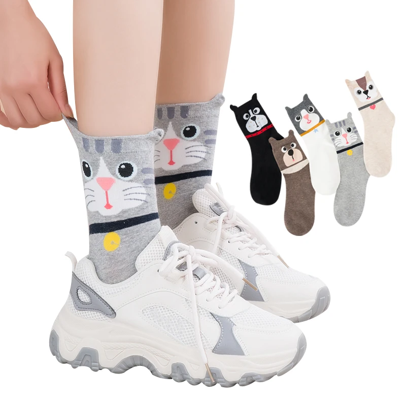 

Harajuku хлопковые носки персональный Забавный мультяшный Кот с рисунком собаки носки для рождественских подарков Beagle Kawaii Harajuku с рисунком живо...