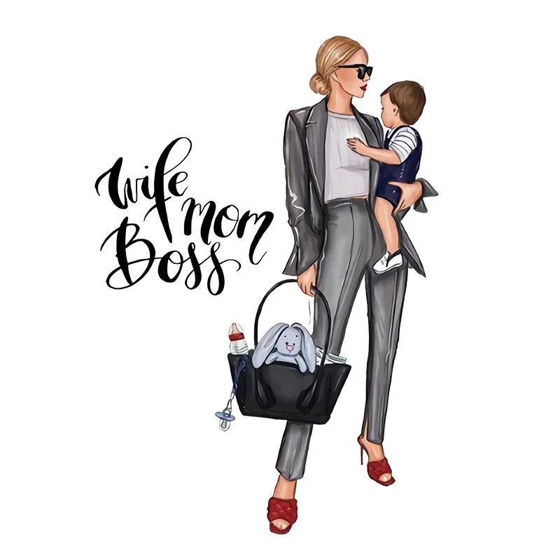 

MOM BOSS Iron-on Transfers Patches for Clothing Vinyl Thermo Stickers Applique Diy Girls Heat Thermotransfer Stripes For Clothes