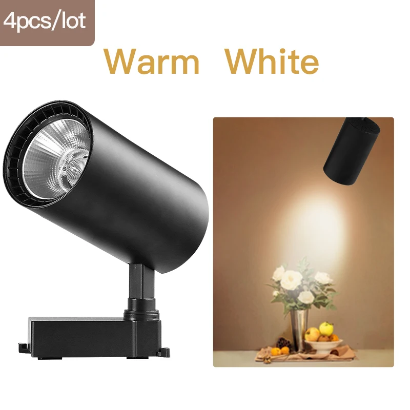 Black-Warm White COB светодиодный Трековый светильник 220V 12/20 Вт, 30 Вт, 40 Вт регулируемый Точечный светильник Алюминий потолочный рельсы для Кухня магазин - Испускаемый цвет: Black-Warm White