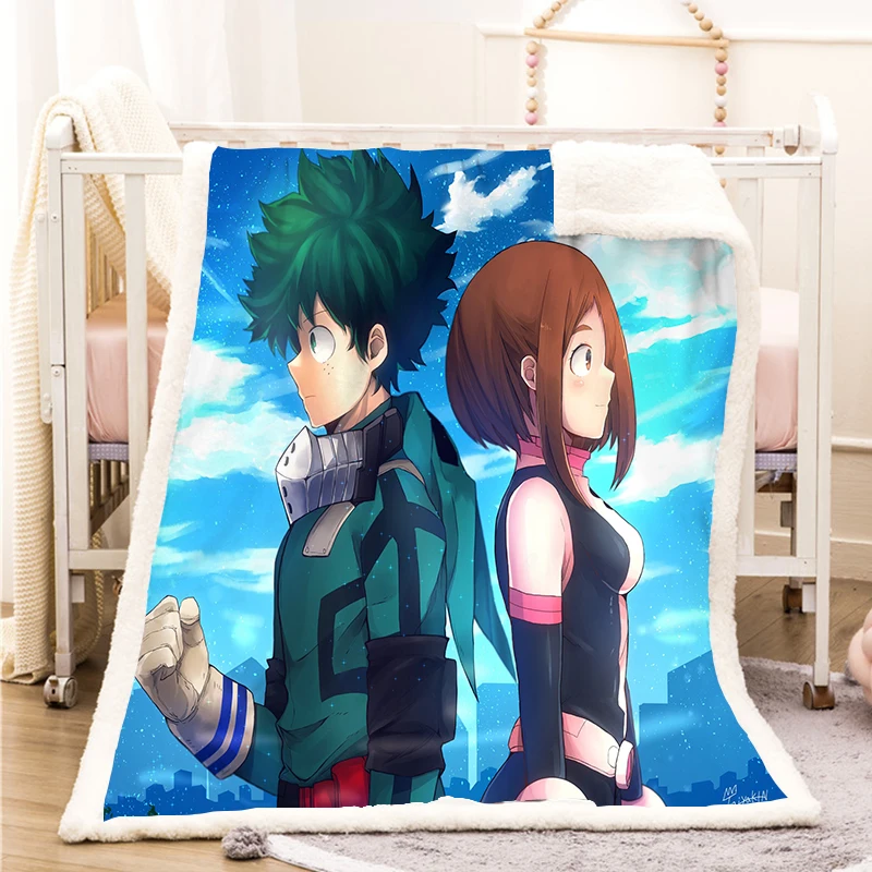

My Hero Academia Fleece Blanket Plush 3d Printed for Adults Sofa Sherpa Fleece Bedspread Wrap Throw Blanket style-3