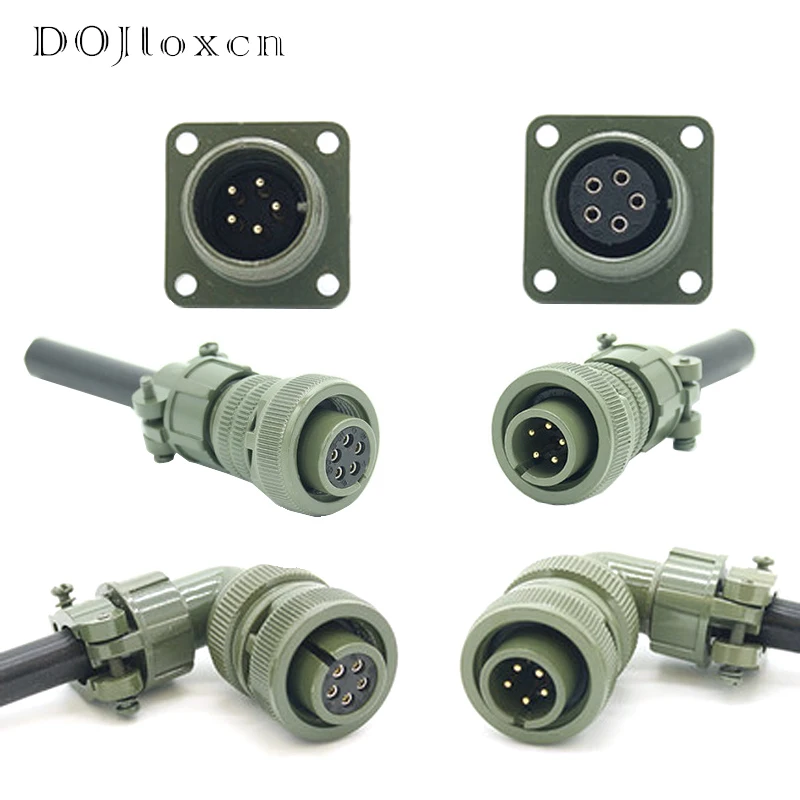 

1 Set of 5 Pin MS5015 Series Military Standard Aviation Male Female Plug MS3106A-14S-5S/P Straight Elbow Connector MS5015 MS3102