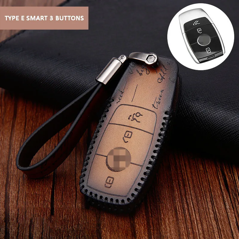 E brown set Чехол для ключей в стиле ретро для Mercedes Benz E200 E260 E300 E320 W203 W210 W211 W124 W202 W204 AMG - Название цвета: E brown set