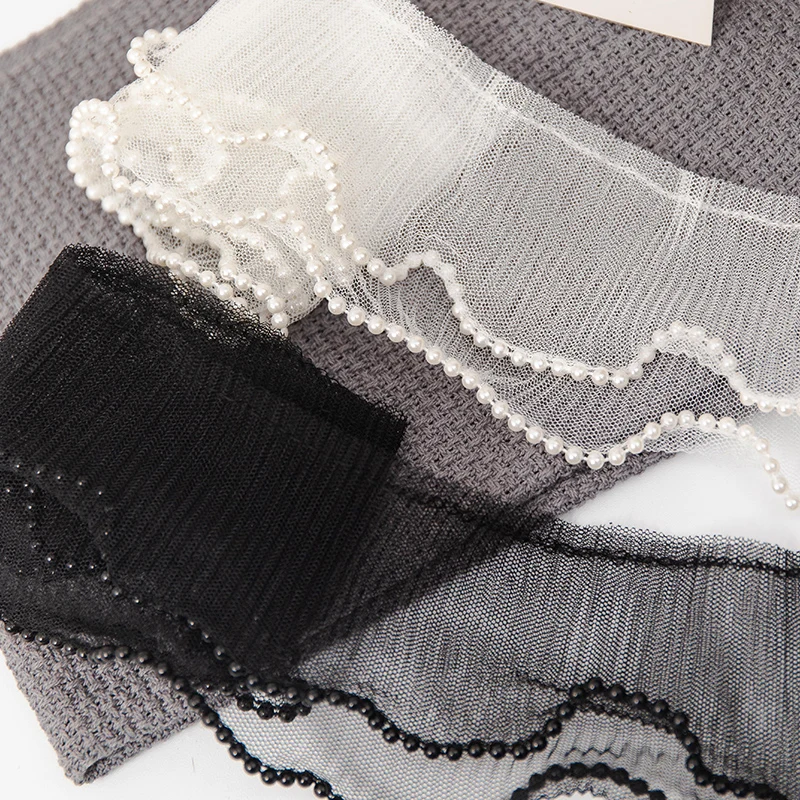 

Elastic 8cm Wide Double White Lace Ribbon Trim Beaded For Crafts DIY Handmade Material Needlework Sewing Accessory Black Fabric