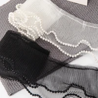 elastic 8cm wide double white lace ribbon trim beaded for crafts diy handmade material needlework sewing accessory black fabric