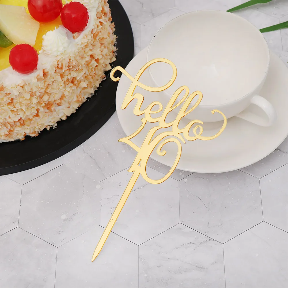 1 шт. новый милый Золотой акриловый Топпер для торта с буквенным номером Hello