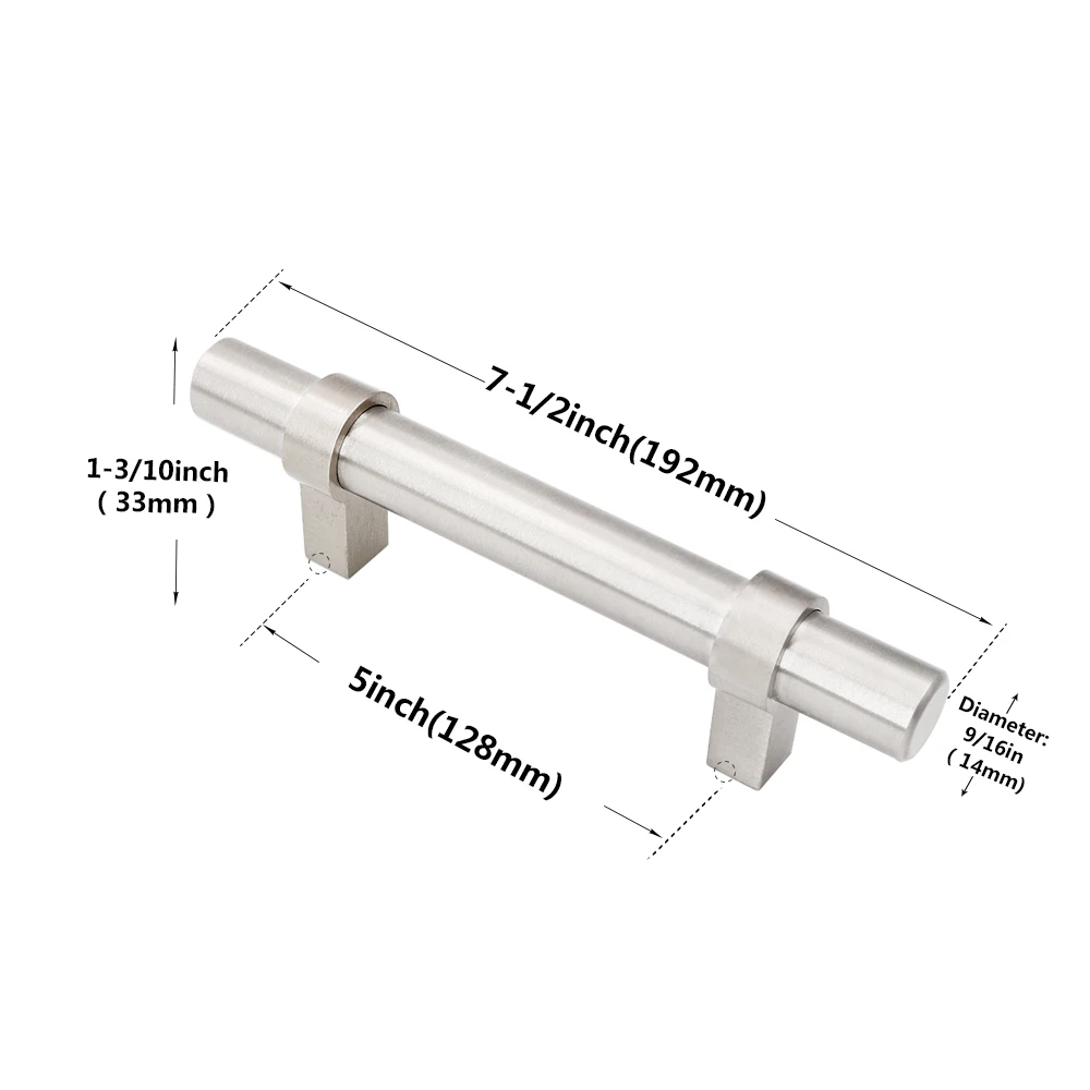 Hole Centers 128mm Ручки кухонного шкафа матовый никель ручки для ящиков "~ 5" Шкаф Hardawre Brashed никеля круглые ручки для шкафа; на Ящики ручки 1 упаковка - Цвет: Hole Centers 128mm