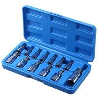 13pcs 14 38 12 wrench spanner socket set drive tamper proof torx star bit socket kit set for hand tools with box case