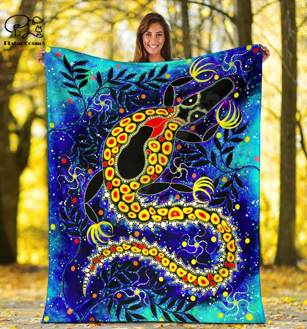 Aboriginal Premium Indigenous Crocodile Family Fleece Blanket 3D full printed Wearable Adults/kids | Дом и сад